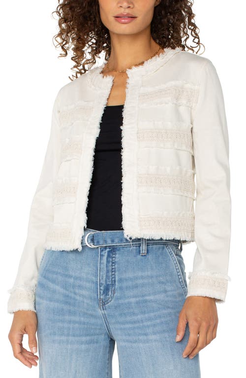 Shop Liverpool Los Angeles Frayed & Lace Jacket In Bone