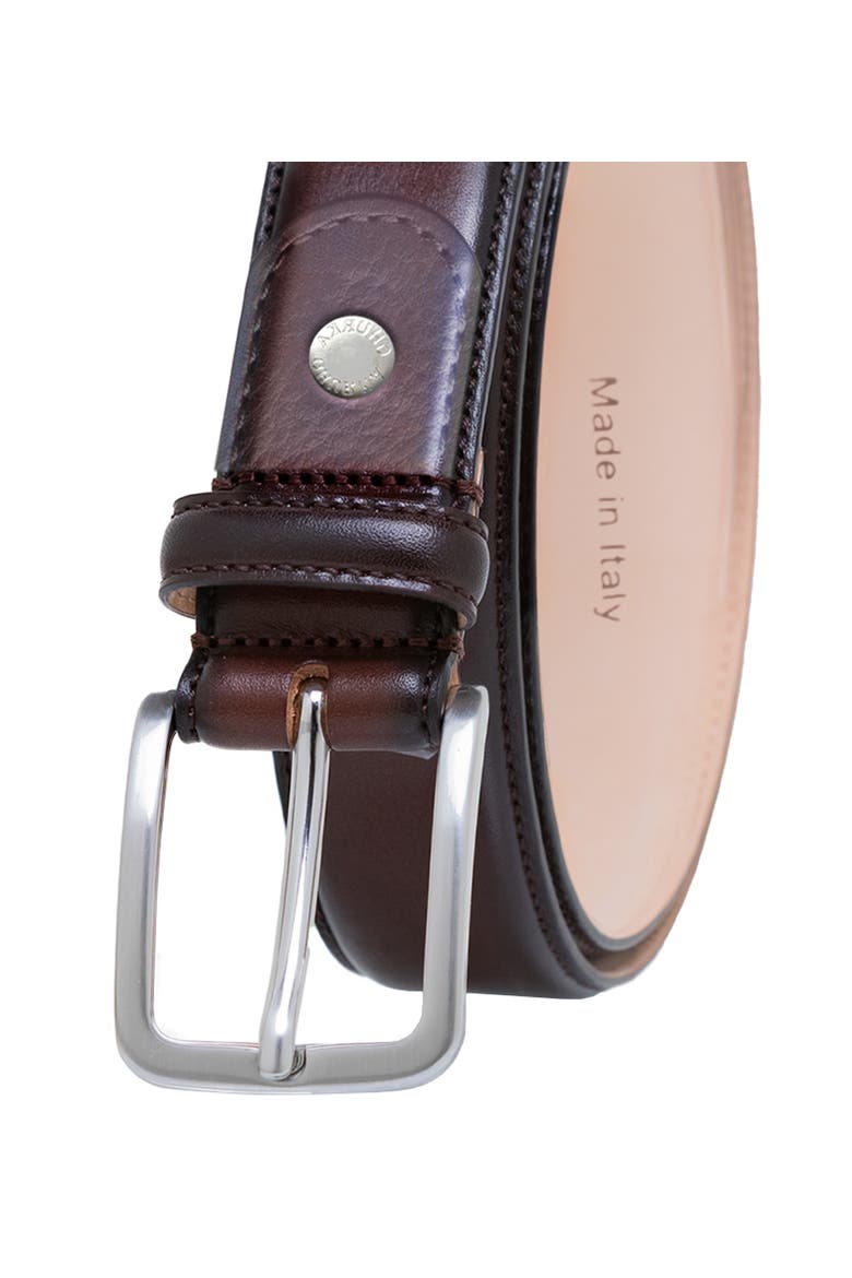 Burnished handcrafted genuine leather belt, Alternate, color, Walnut