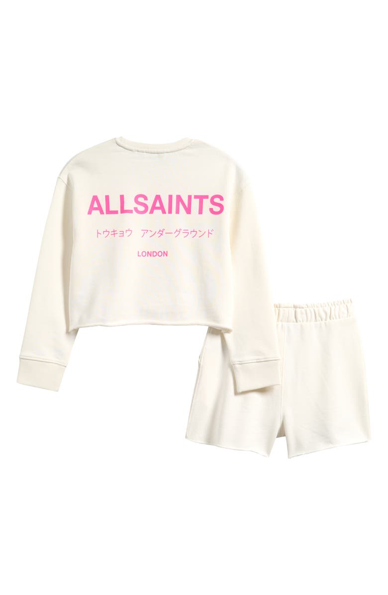 smALLSAINTS by ALLSAINTS Kids' Underground Sweatshirt & Shorts Set, Alternate, color, White