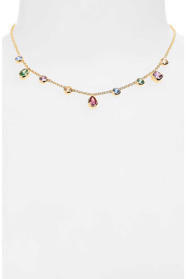 Millenia Cushion Cut Crystal Pendant Necklace, Alternate, color, MULTI/ GOLD