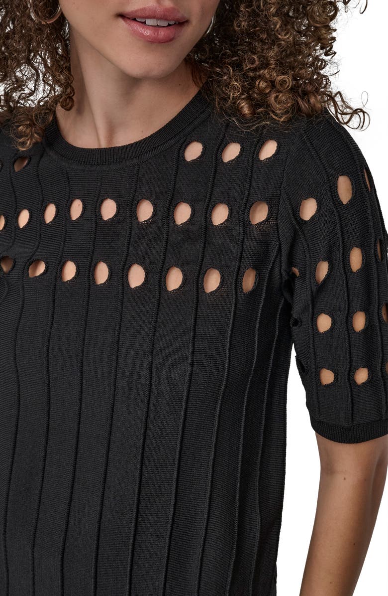 DKNY Short Sleeve Neck Cutout Sweater, Alternate, color,