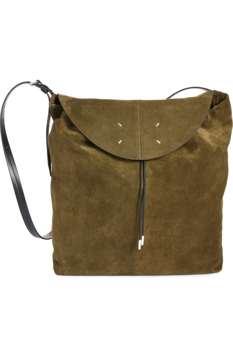 Maison Margiela Small Drawstring Suede Hobo Bag, Main, color,