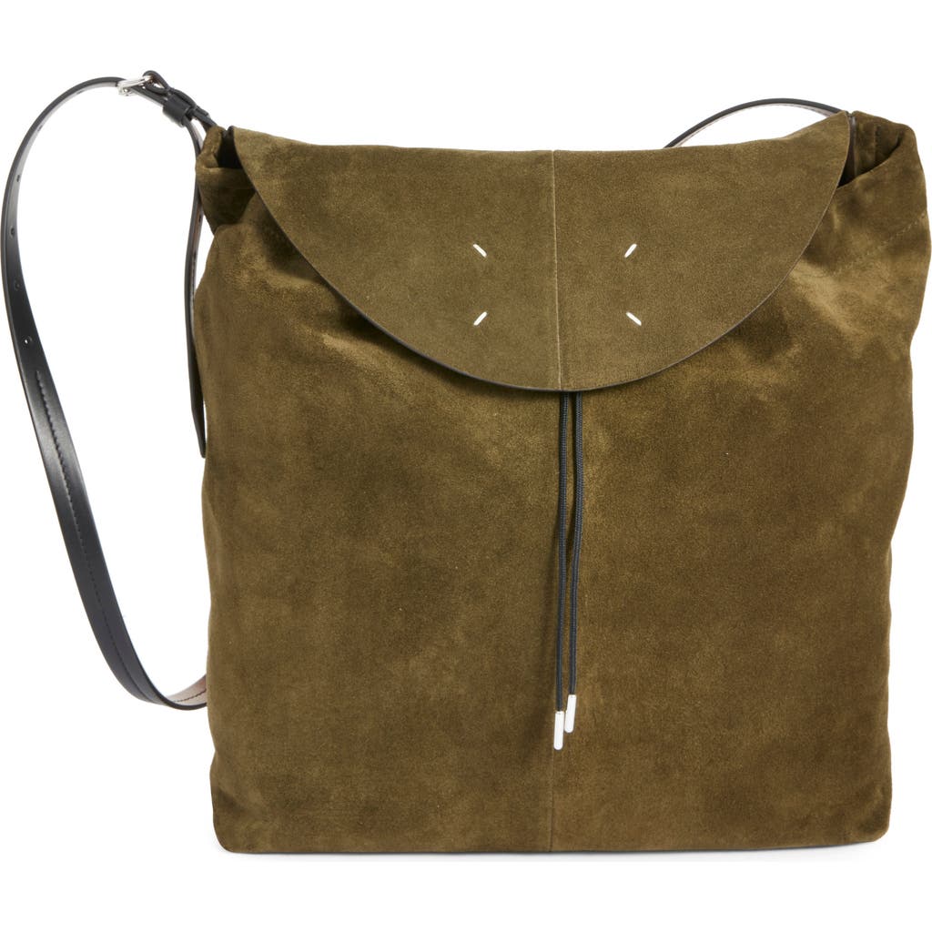 Maison Margiela Small Drawstring Suede Hobo Bag