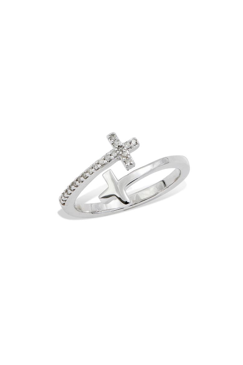 Diamond Cross Ring, Main, color, SILVER