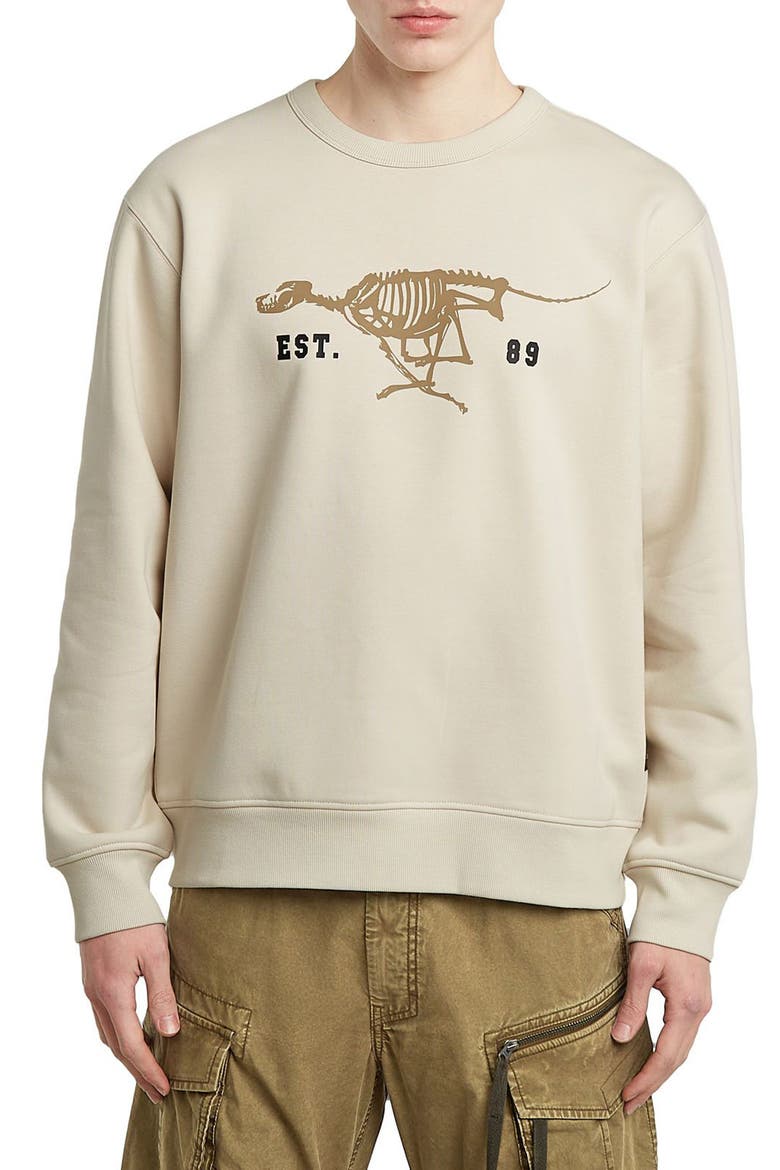 Running Dog Crewneck Sweatshirt, Main, color, WHITEBAIT