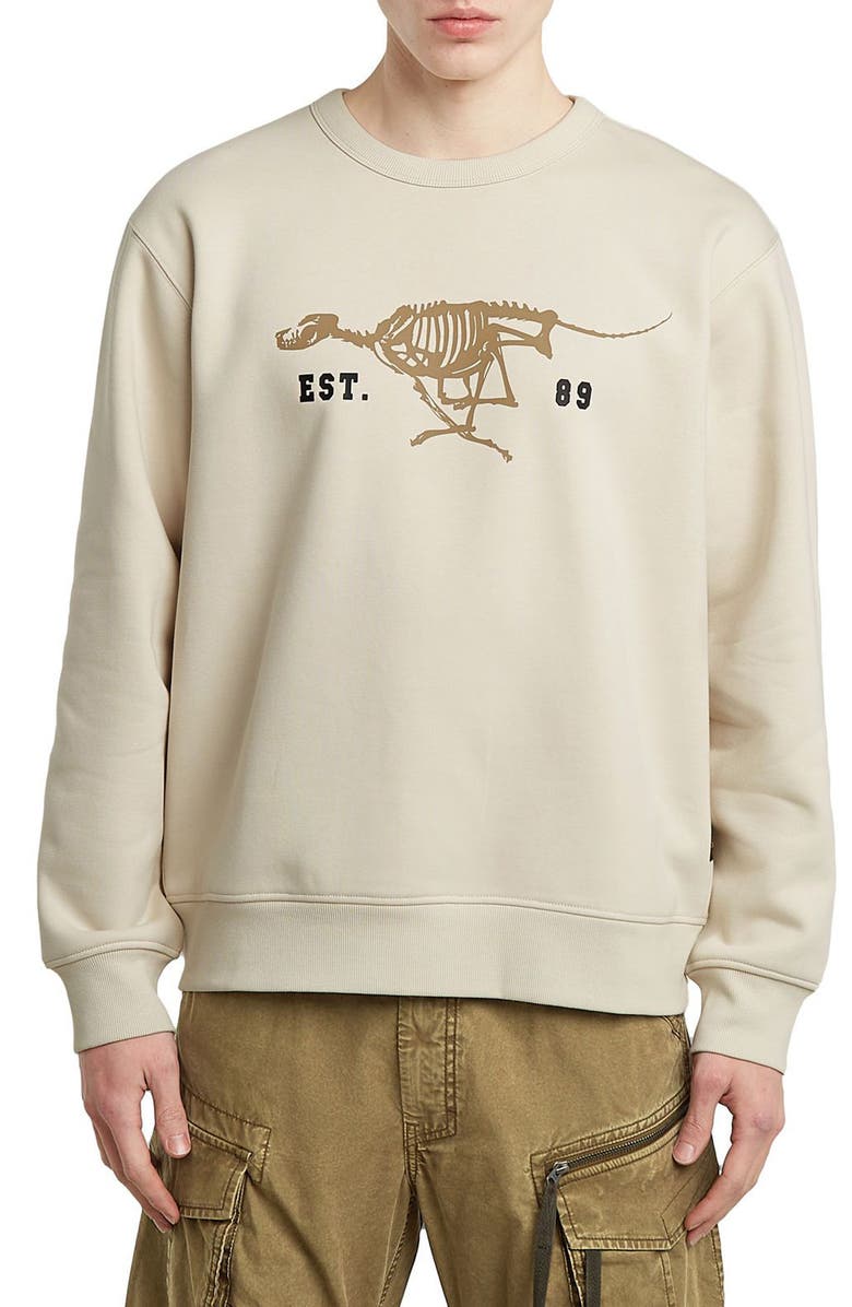 G-STAR Running Dog Crewneck Sweatshirt, Main, color, Whitebait