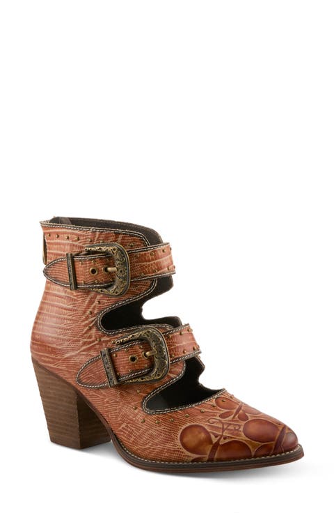 Notched Nature Buckled Bootie (Women)