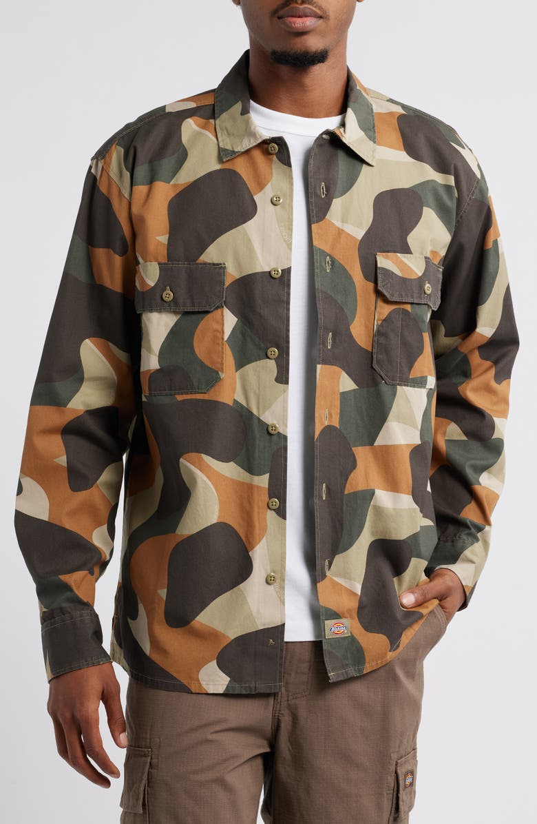 Dickies Camouflage Canvas Work Shirt, Main, color, 