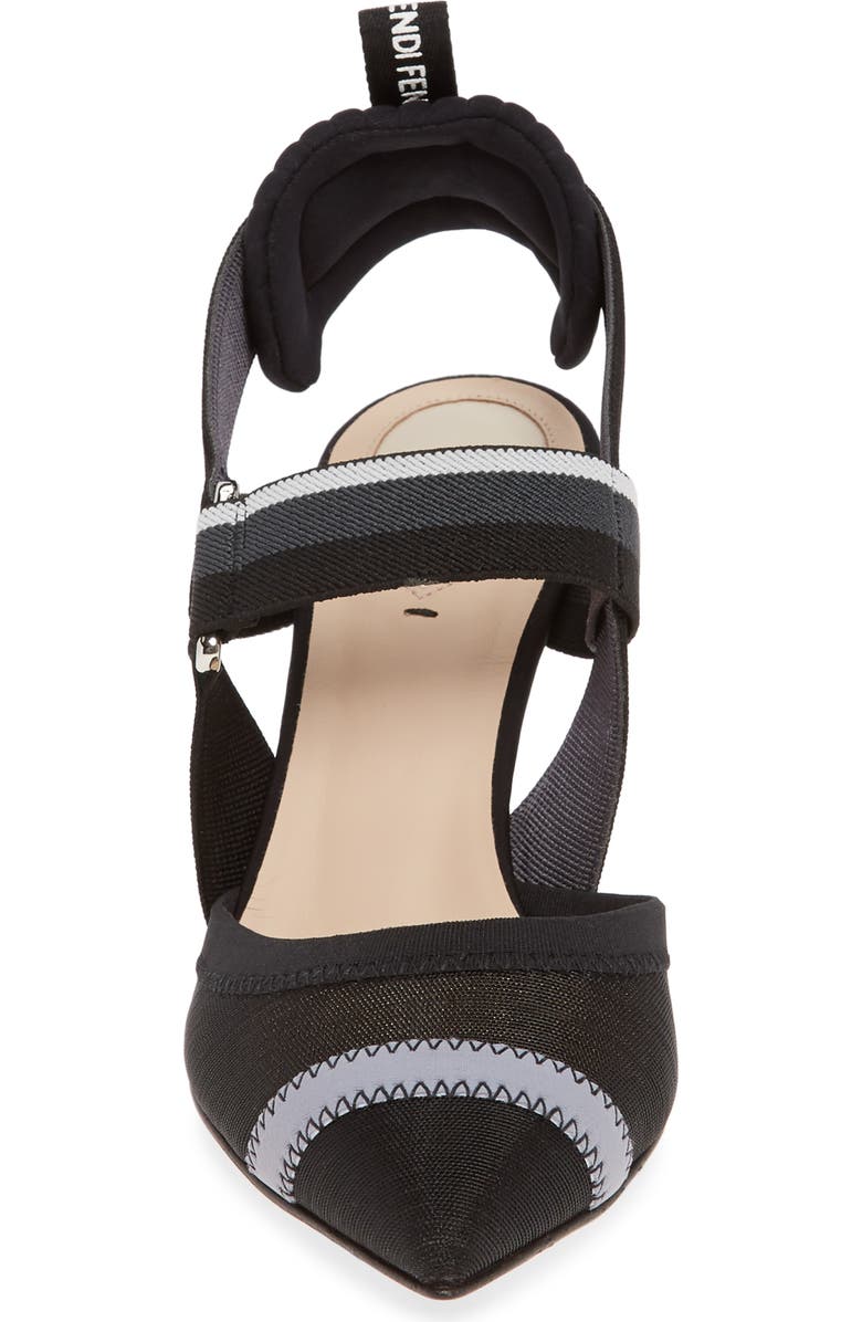 Fendi Colibri Mesh Slingback Pointed Toe Pump, Alternate, color,