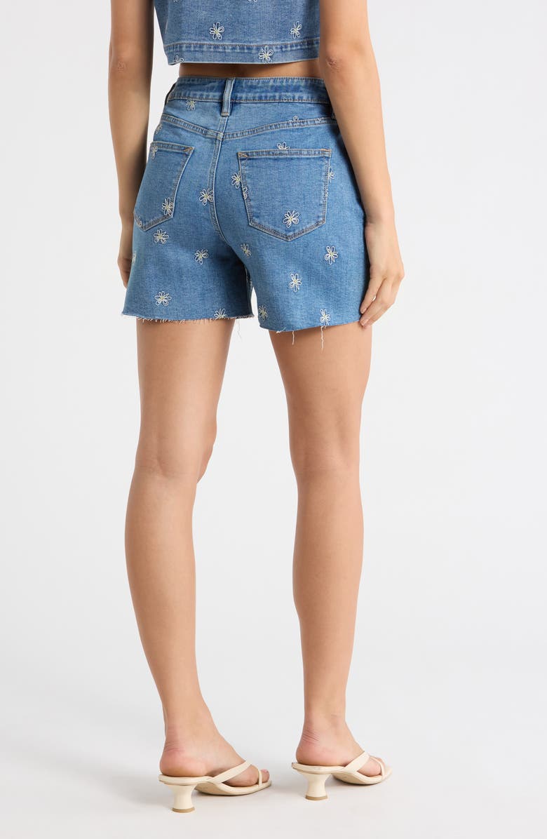 Vigoss Daisy Embroidered Cutoff Denim Shorts, Alternate, color, Light Wash