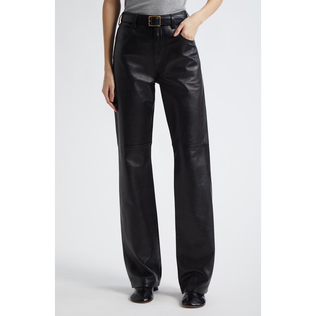 Nili Lotan Joan Leather Straight-leg Pants In Black