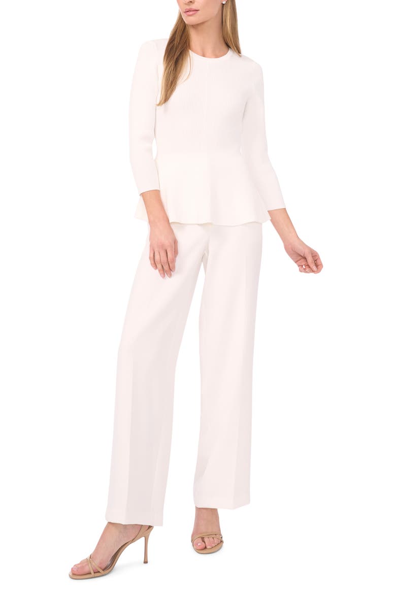 Rib Peplum Sweater, Alternate, color, ANTIQUE WHITE