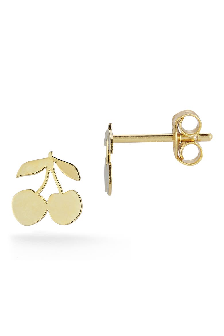 Italian 14K Yellow Gold Cherry Stud Earrings, Main, color, GOLD