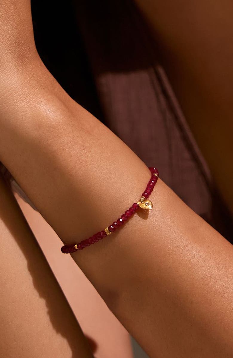 Satya Jewelry Healing Heart Red Onyx Heart Bracelet, Alternate, color, Red