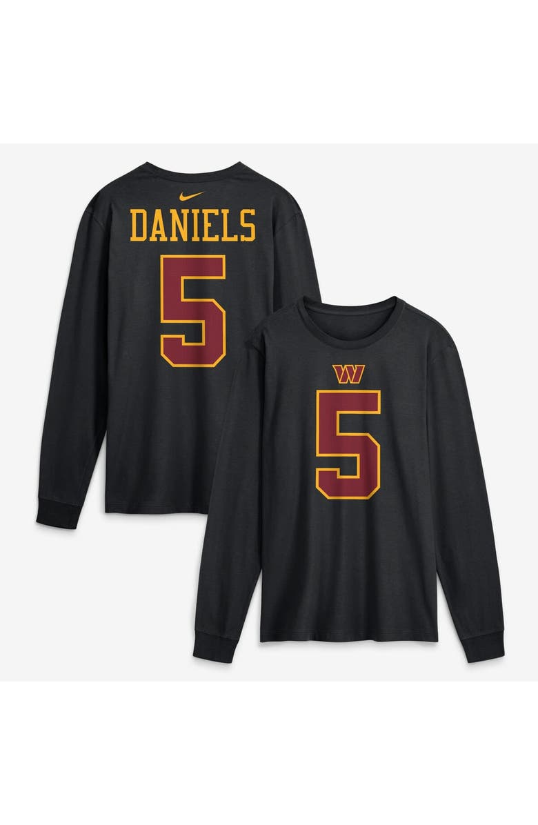 Nike Men's Nike Jayden Daniels Black Washington Commanders Name & Number Long Sleeve T-Shirt, Main, color, Black