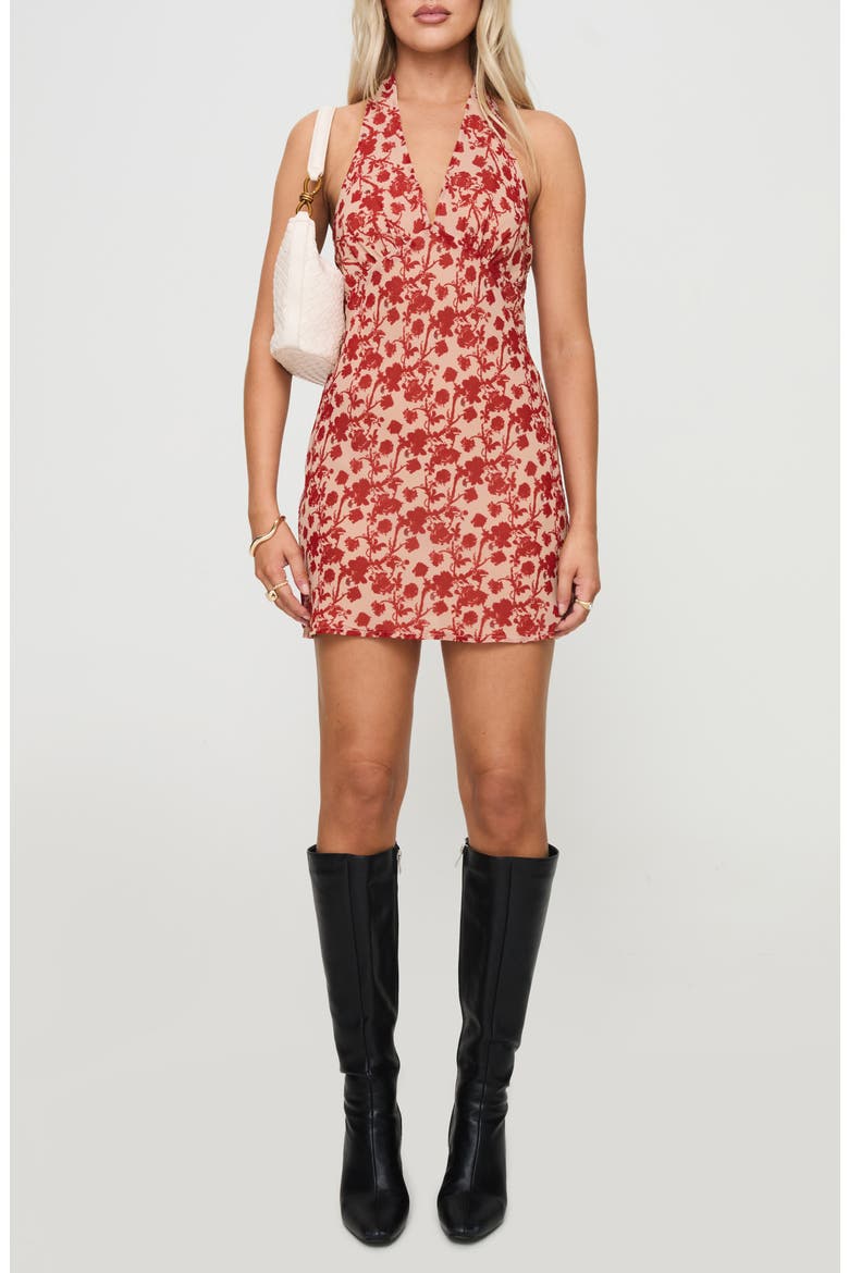 Neelia Floral Halter Minidress, Main, color, RED