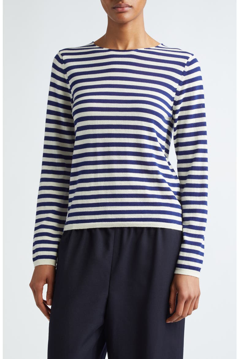 Stripe Jersey Sweater, Main, color, NAVY/ WHITE