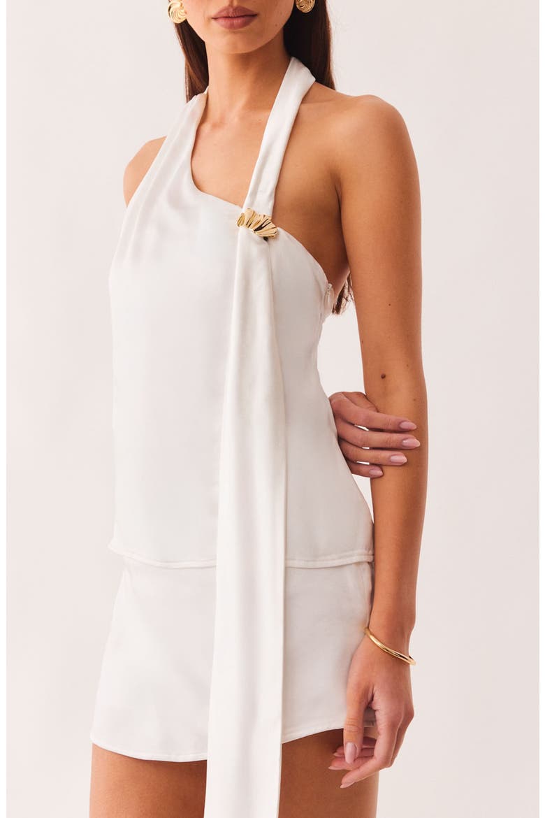 Anise Embellished Asymmetric Halter Neck Top, Alternate, color, OFF WHITE