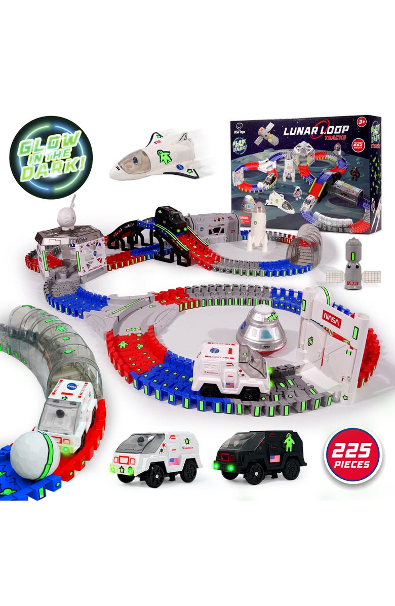 USA Toyz Lunar Loop NASA Space Tracks Playset 225 Pieces, Main, color, Multi Color