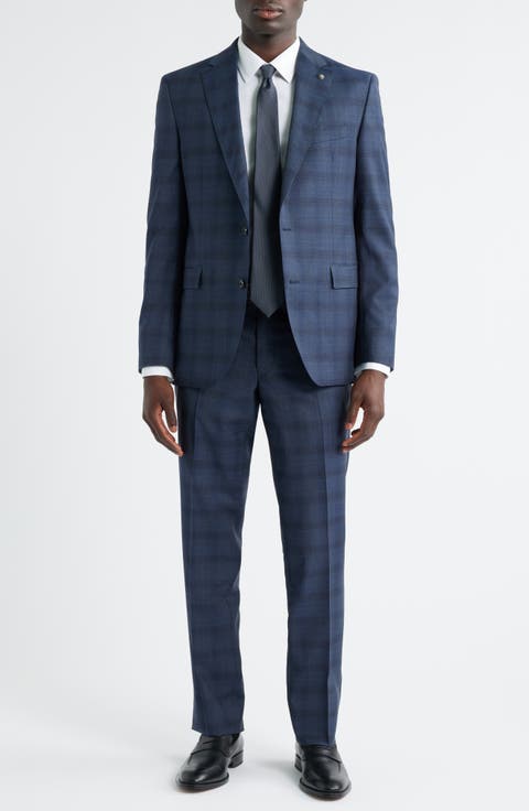 Esprit Blue Plaid Wool Suit