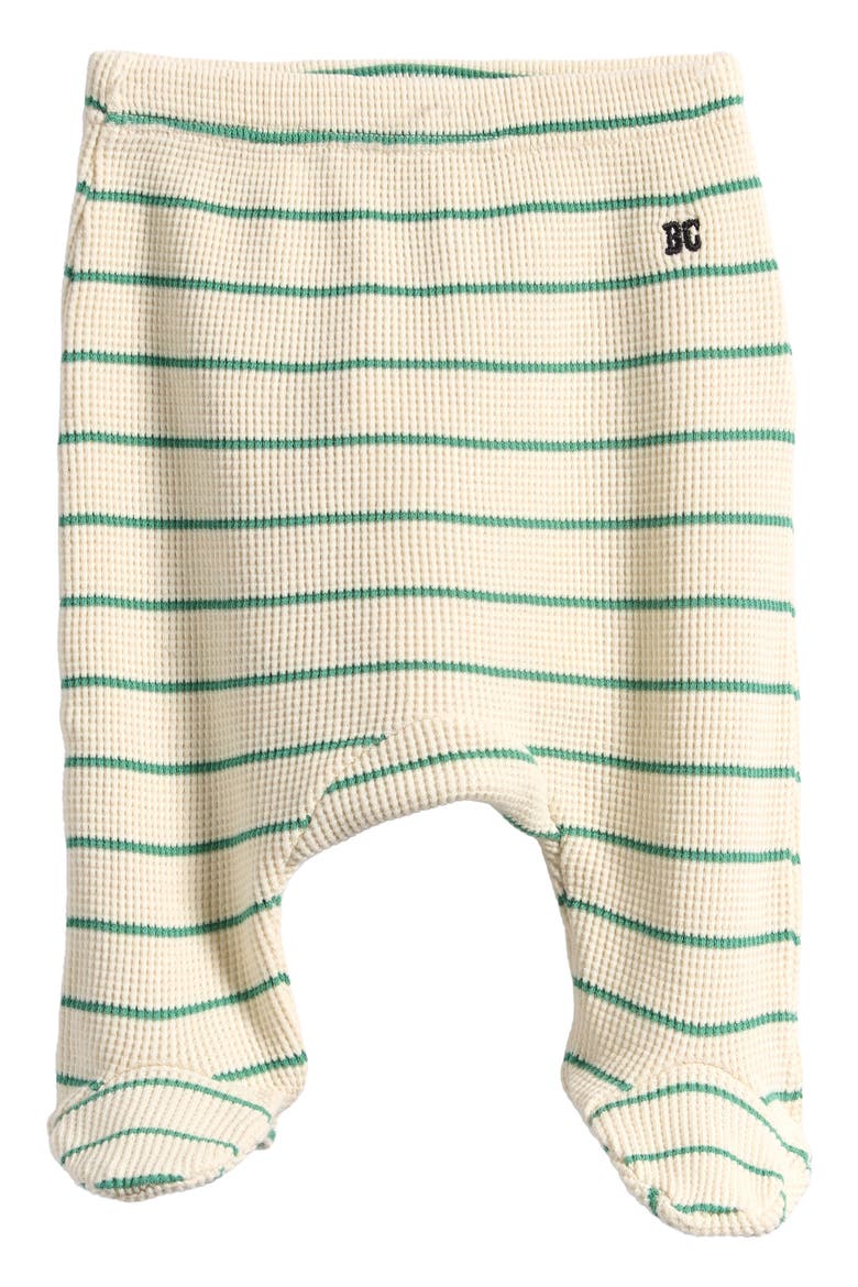 Stripe Waffle Knit Footed Leggings, Main, color, OFF WHITE