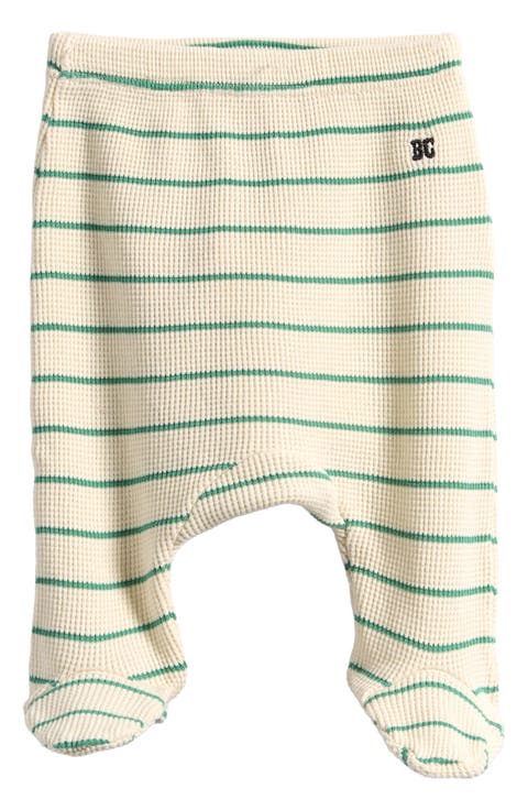 Stripe Waffle Knit Footed Leggings