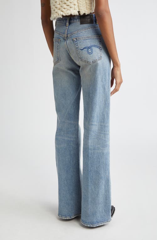 R13 Distressed Straight Leg Jeans In Blue
