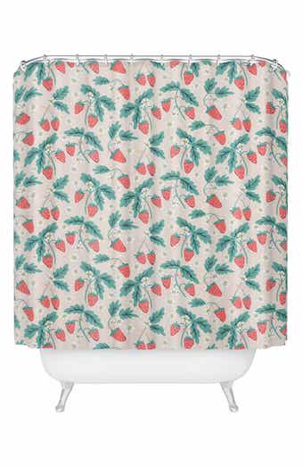Strawberry & Flower Print Shower Curtain