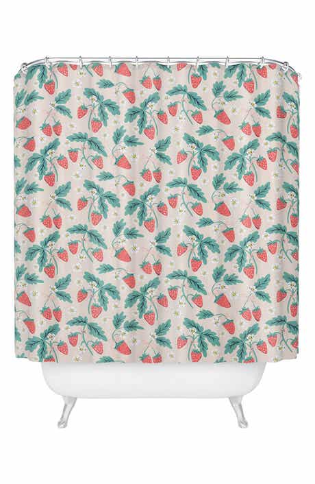 Deny Designs Strawberry & Flower Print Shower Curtain