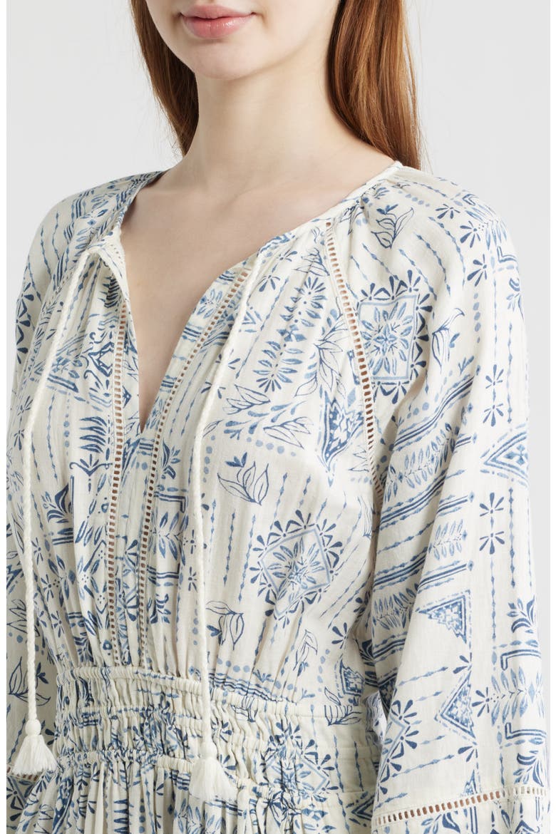 Athena Long Sleeve Linen Blend Maxi Dress, Alternate, color, BLUE LAUREL GROVE