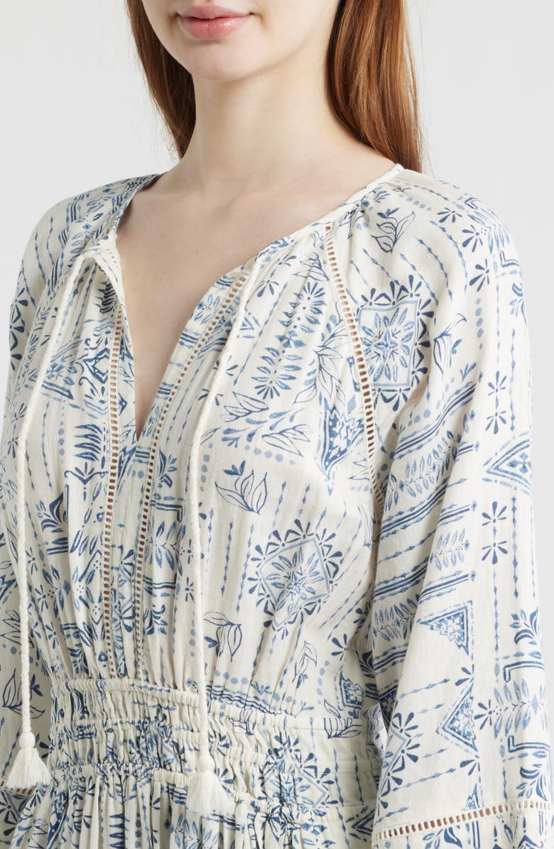 Pendleton Athena Long Sleeve Linen Blend Maxi Dress, Alternate, color, Blue Laurel Grove