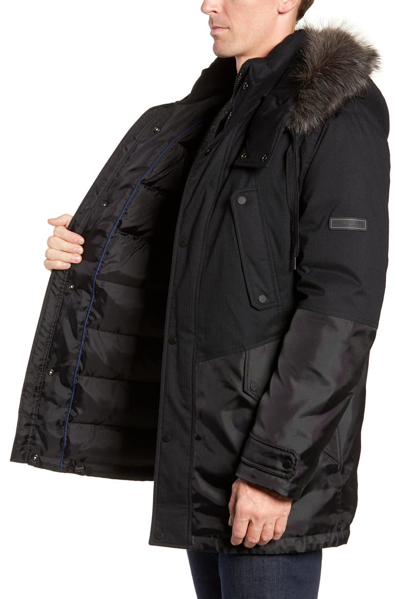 Maxfield Faux Fur Trim Parka, Alternate, color, BLACK