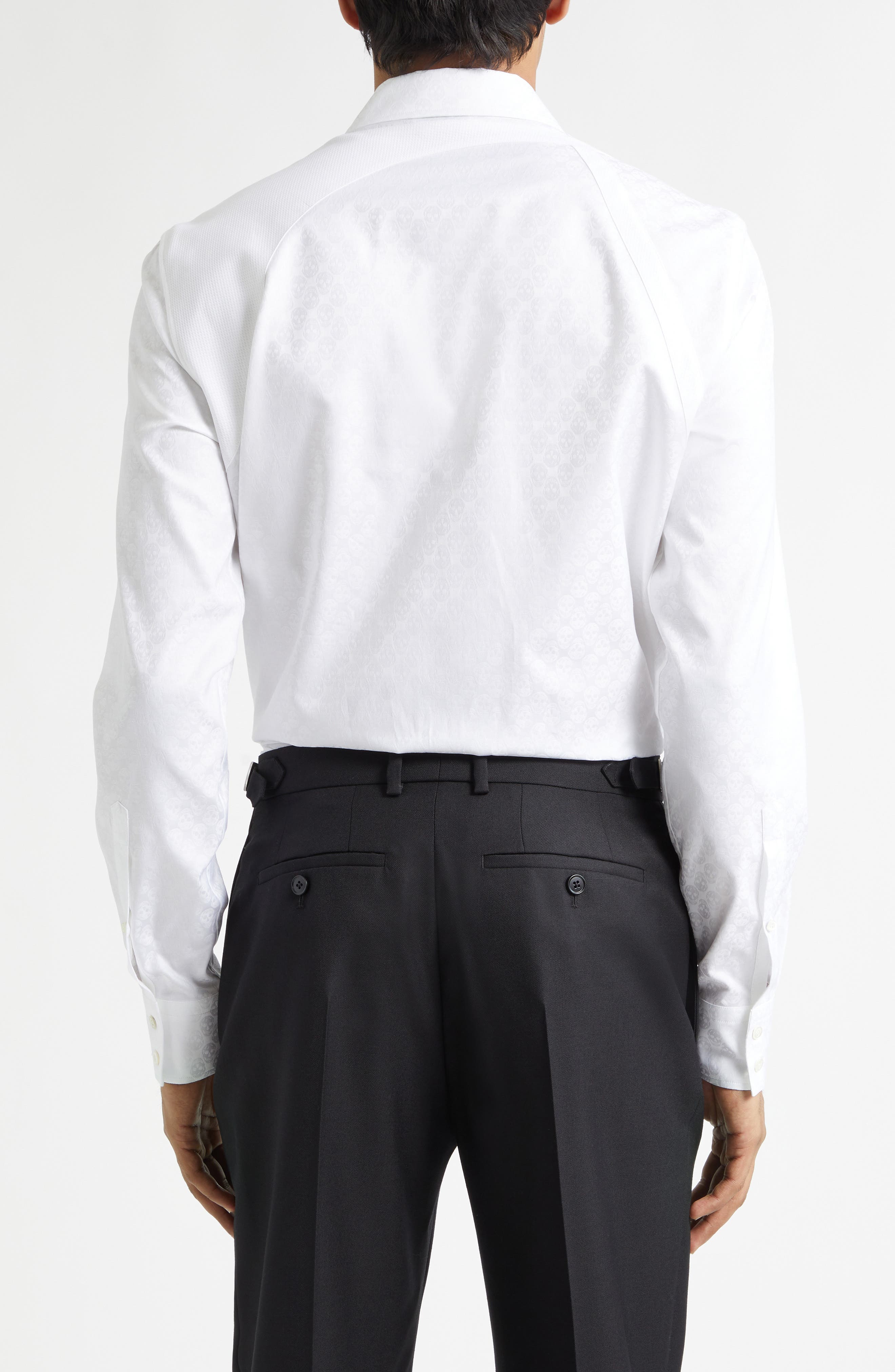Harness Strap Skull Print Cotton Poplin & Pique Button-Up Shirt - image 2