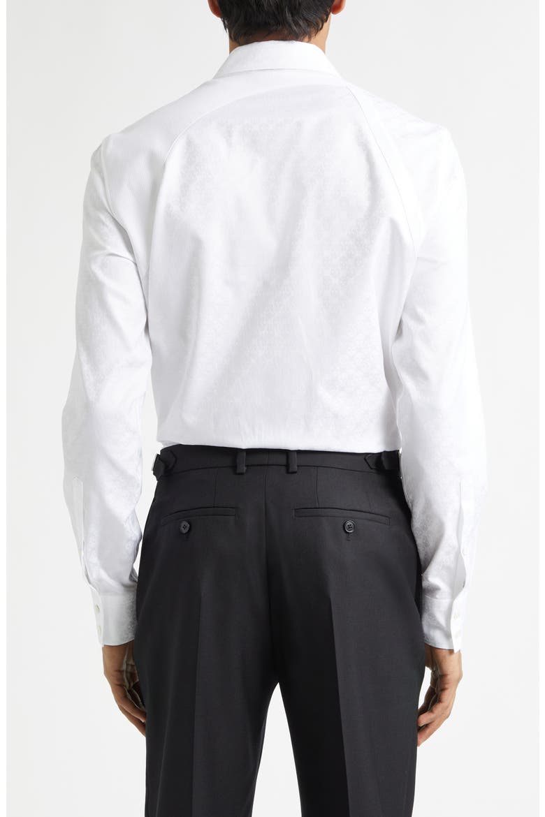 Harness Strap Skull Print Cotton Poplin & Piqué Button-Up Shirt, Alternate, color, WHITE