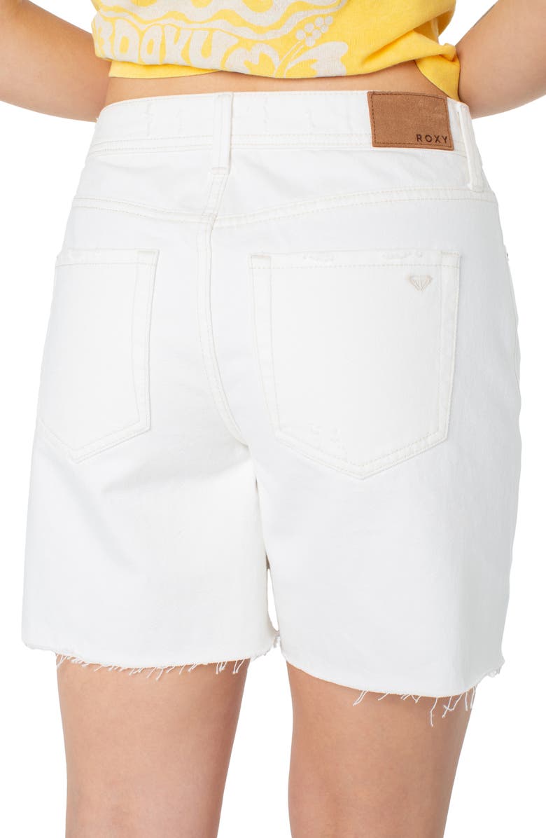 Roxy The Icon Denim Shorts, Alternate, color, Snow White Vintage Denim Wash