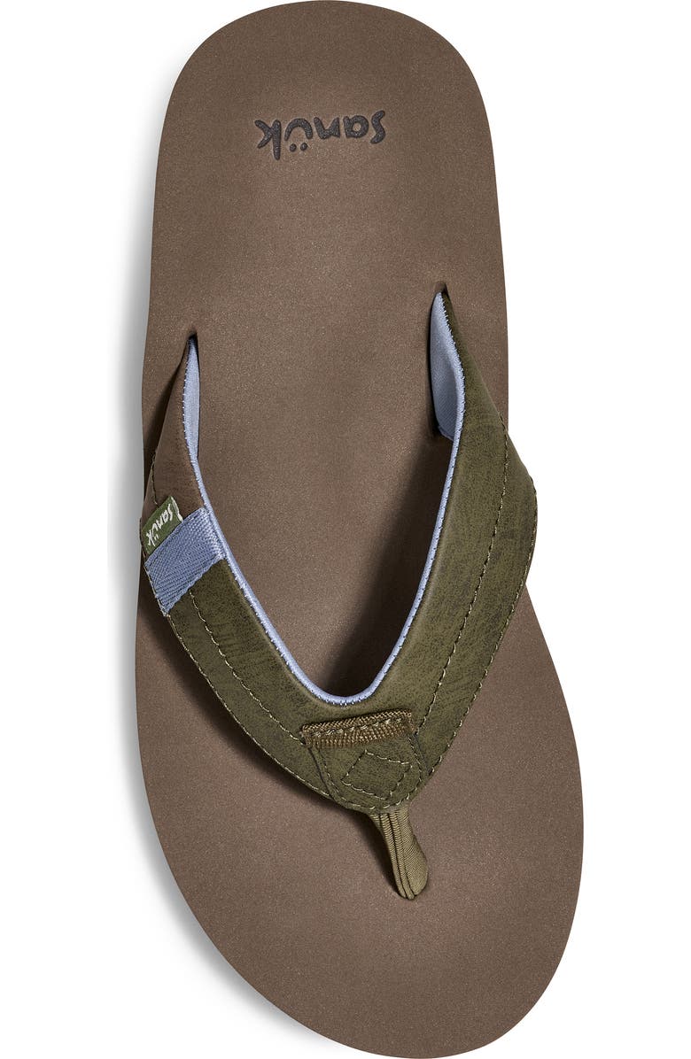 Sanuk Sawyer Flip Flop, Alternate, color, Olive