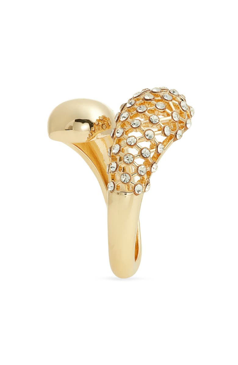 Open Edit Stone Cage Bypass Ring, Alternate, color, Clear- Gold