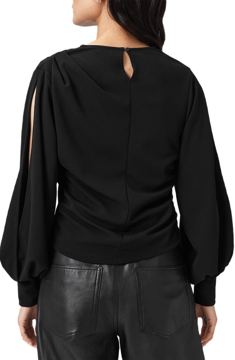 AllSaints Klara Twist Split Sleeve Top, Alternate, color, Black