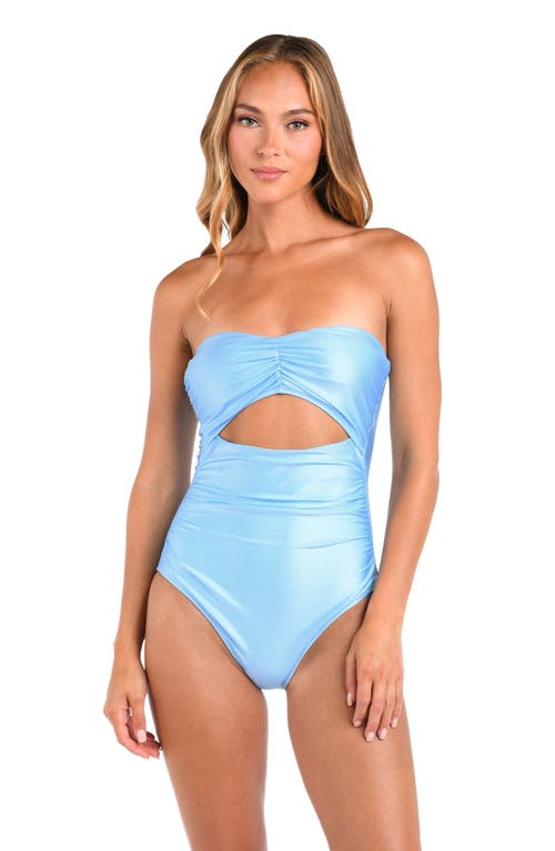 L Agence Lily Ruched Cutout One-piece Swimsuit In Sky