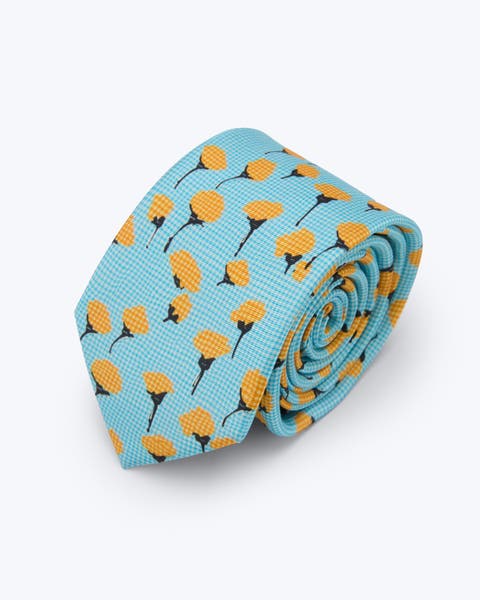 Marigold Bloom Printed Silk Tie