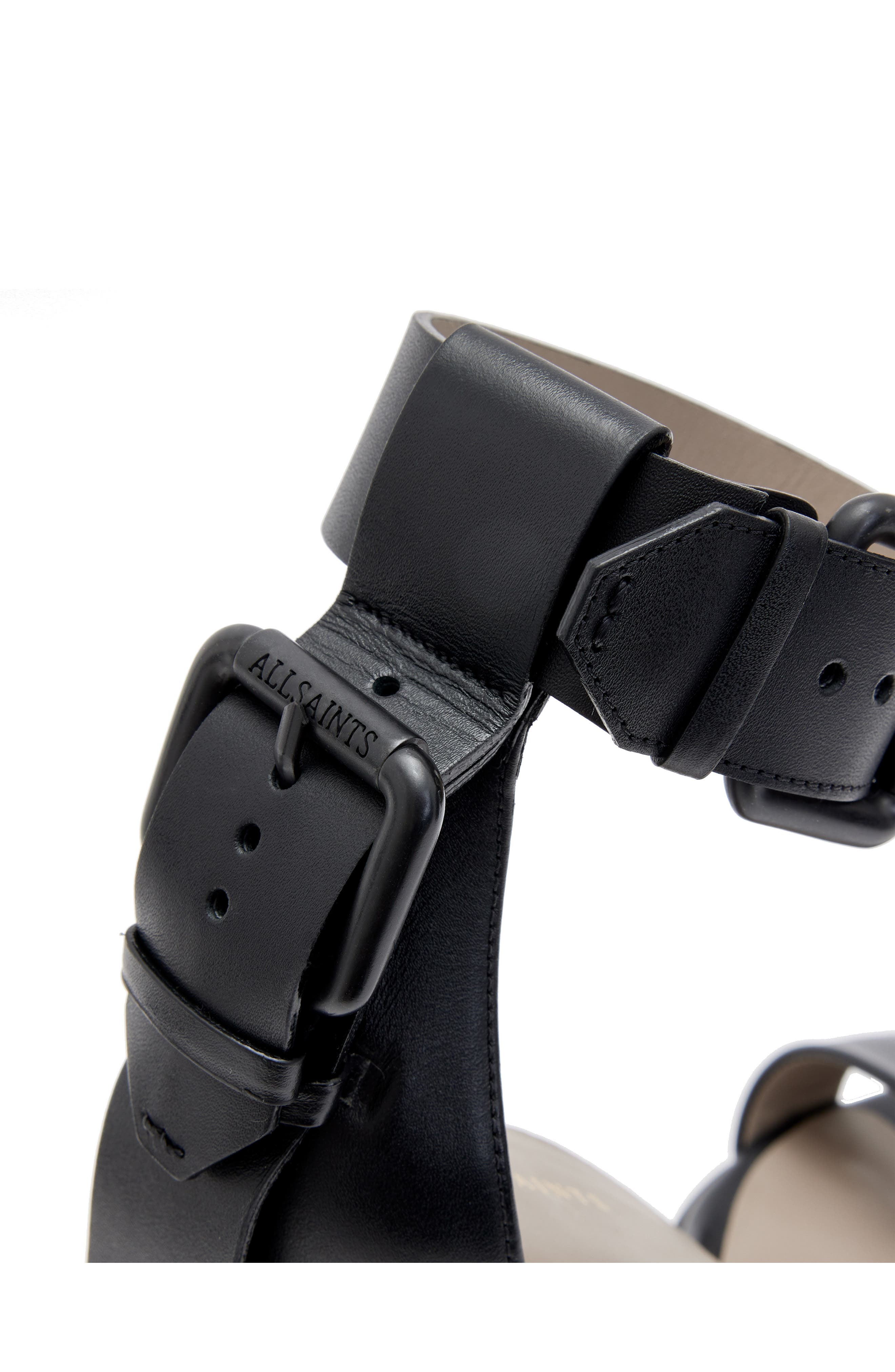 AllSaints Noir Ankle Strap Sandal, Alternate, color, 