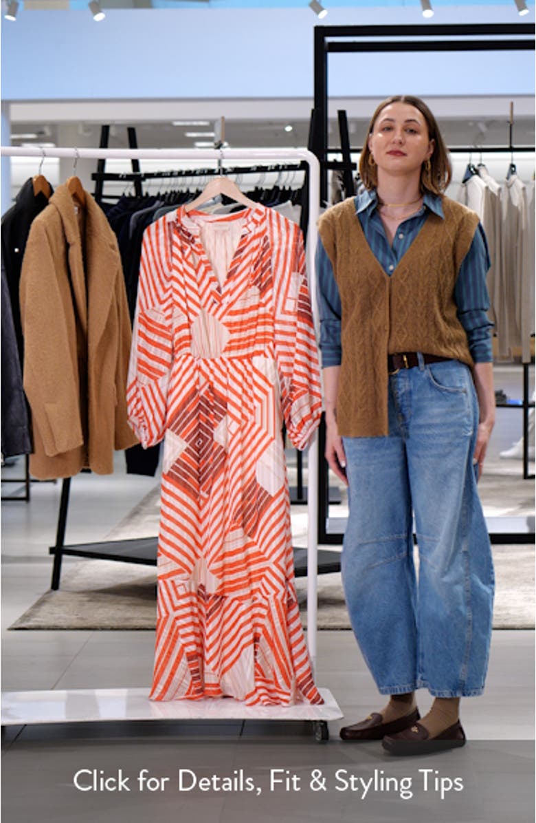 Gaeley Print Tie Waist Long Sleeve Maxi Dress, sales video thumbnail