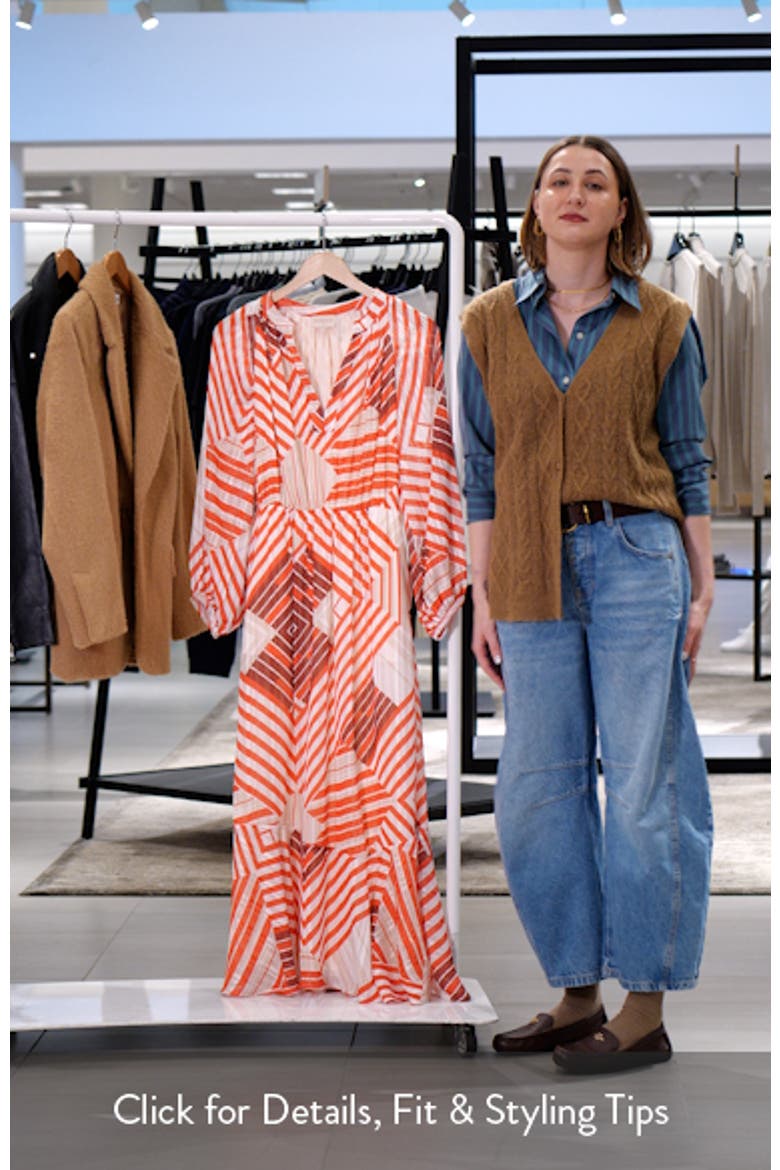 Gaeley Print Tie Waist Long Sleeve Maxi Dress video
