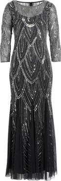 Pisarro Nights Beaded Illusion Neck Gown