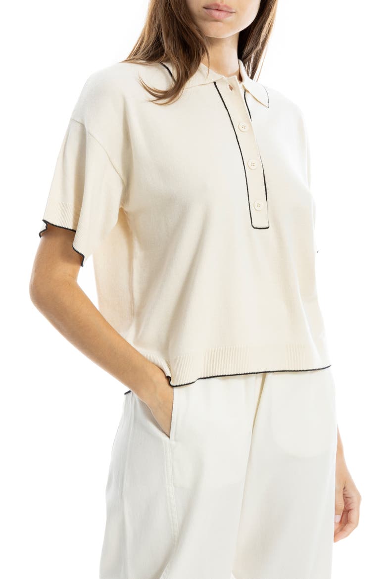 Boxy Polo Sweater, Alternate, color, IVORY/ BLACK