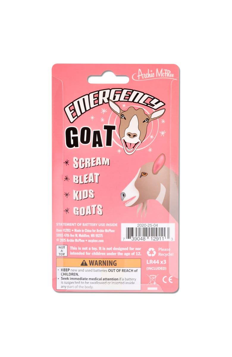 Archie McPhee Emergency Goat Novelty Toy, Alternate, color, Multicolored