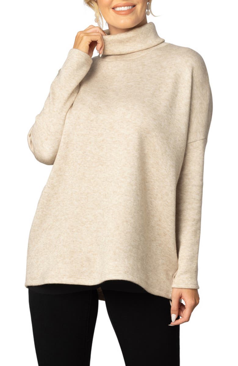 Kiyonna Paris Turtleneck Tunic Sweater, Main, color, Oatmeal