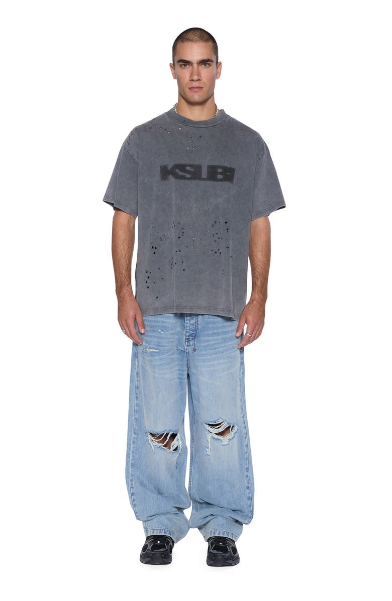 Ksubi Blasted Ekcess Oversize Distressed Graphic T-Shirt, Alternate, color, Black