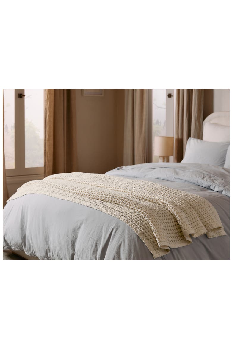 Waffle Cotton Throw Blanket, Alternate, color, CREAM