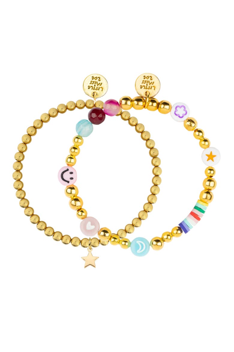 Multi Texture and Delicate Gold Bracelet Set, Main, color, Gold